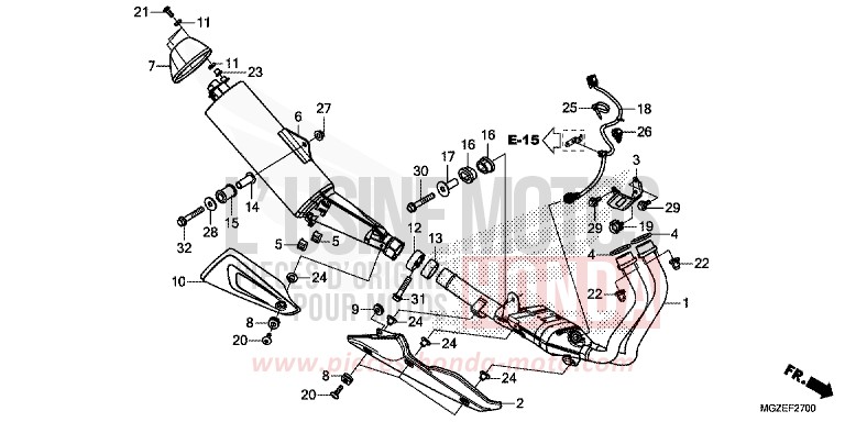 EXHAUST MUFFLER for CB500F ABS PEARL HIMALAYAS WHITE (NHA87) from 2014